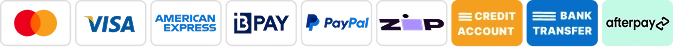 We accept payment including Visa, MasterCard, American Express, PayPal, Afterpay, Zip, BPay